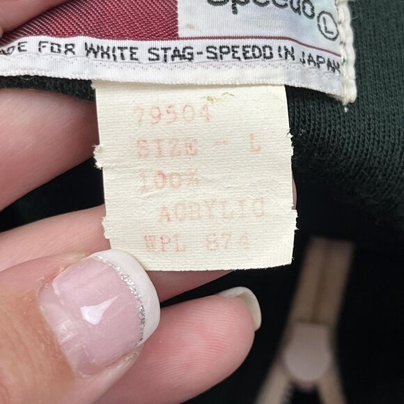 Vintage White Stag Speedo Sweater Mens Large Green Full Zip Made in Japan 70s - Picture 8 of 9